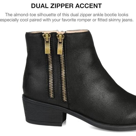 Journee Collection Womens Jayda Inside Zip Stacked Heel Booties Black Size 7.5 - Picture 3 of 5